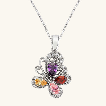 Schmetterling Damen Silberfarbene Halskette