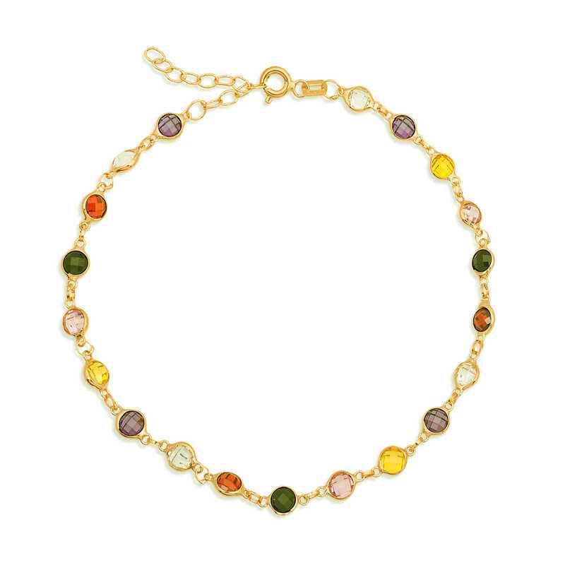 Gold Plated Colored Stone Women's Silver Bracelet