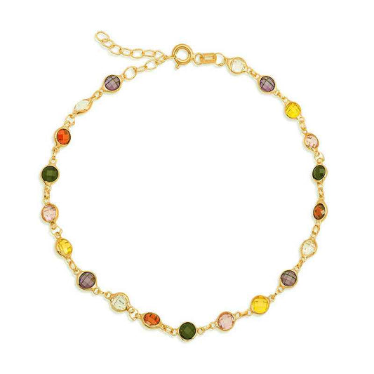 Gold Plated Colored Stone Women's Silver Bracelet