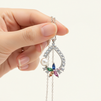 Steinblume Damen Silber Halskette