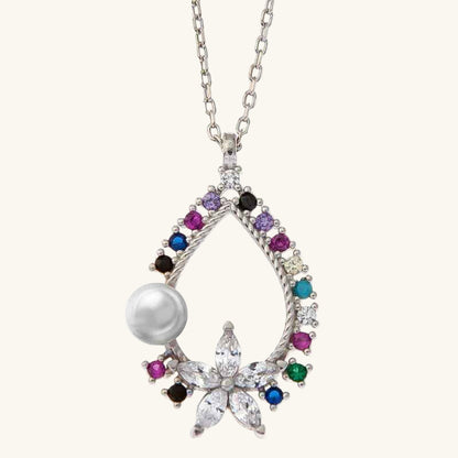 Flower Stone Women's Silver Necklace
