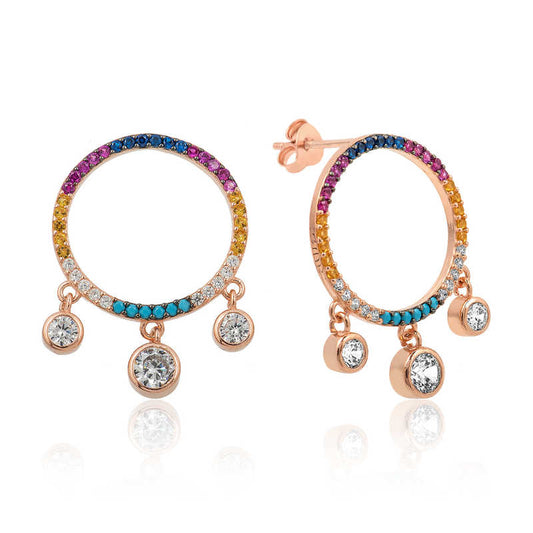 Boucles d'oreilles en argent plaqué or rose pour femme Stone Circle