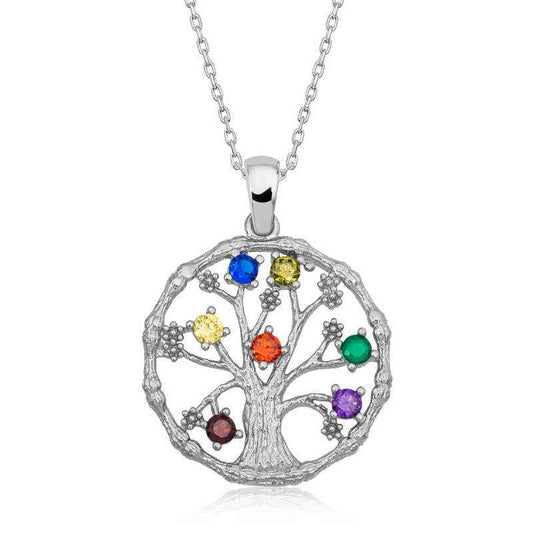 Tree of Life Stone Women's Silver Necklace