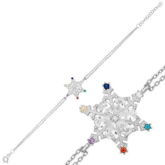 Stone Snowflake Women's Silver Bracelet