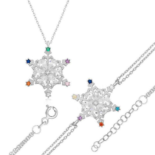 Stone Snowflake Women's Silver Set