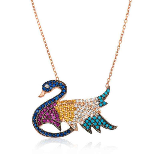 Stone Swan Women's Rose Gold Plated Silver Necklace