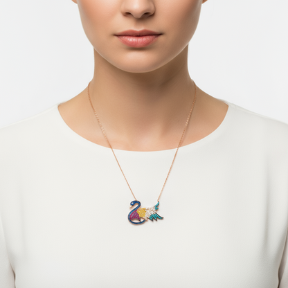 Stone Swan Damen-Halskette aus rosévergoldetem Silber