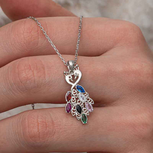 Stone Peacock Women's Silver Necklace