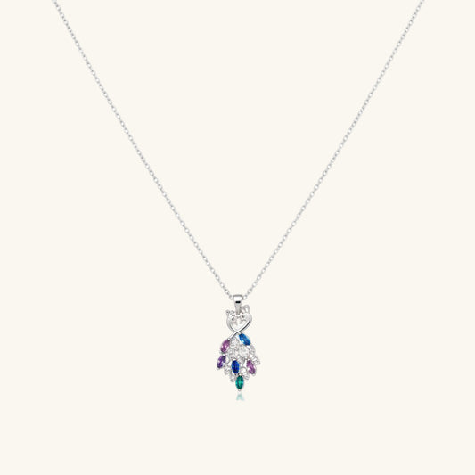 Stone Peacock Women's Silver Necklace