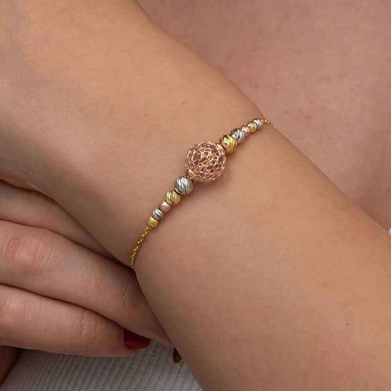 Silver Colored Bead Doric Women's Bracelet