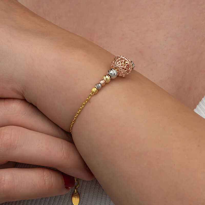 Silver Colored Bead Doric Women's Bracelet
