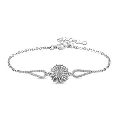 Rhodiniertes Baguette-Stein-Unendlichkeits-Silberarmband