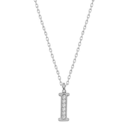 Collier en argent plaqué rhodium avec lettre I pour femme
