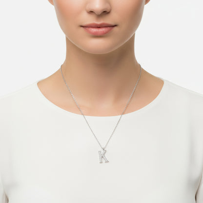 Rhodium Plated K Letter Women's Silver Necklace
