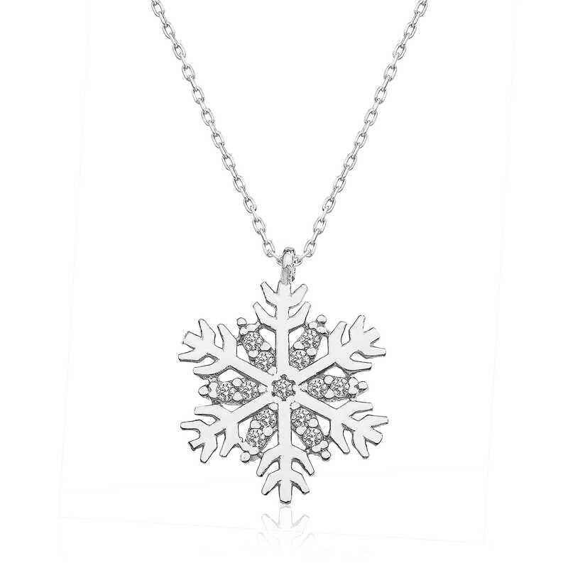 Rhodium Plated Snowflake Women's Silver Pendant