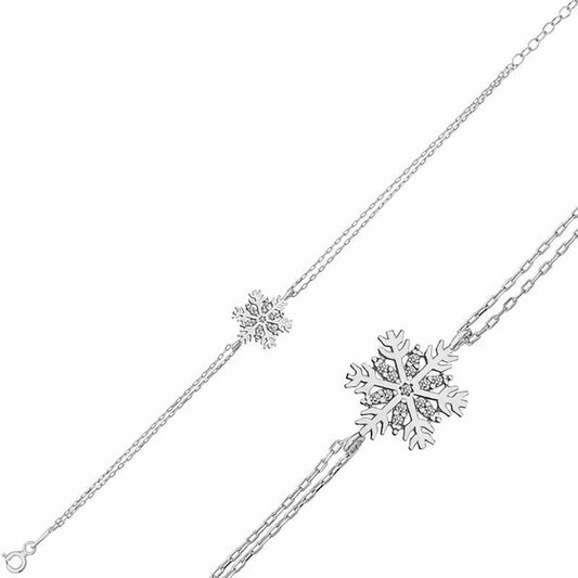 Bracelet femme en argent plaqué rhodium avec flocon de neige