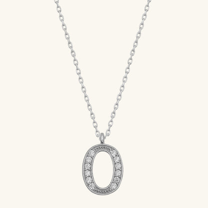 Rhodium Plated O Letter Women's Silver Necklace