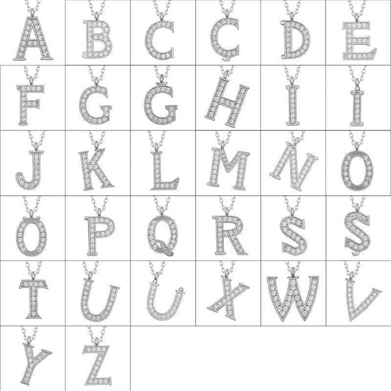 R Letter Rhodium Plated Women's Silver Necklace