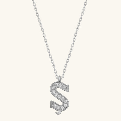 Rhodium Plated Ş Letter Women's Silver Necklace