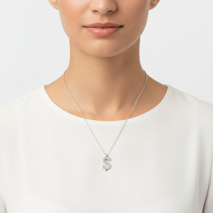 Rhodium Plated Ş Letter Women's Silver Necklace