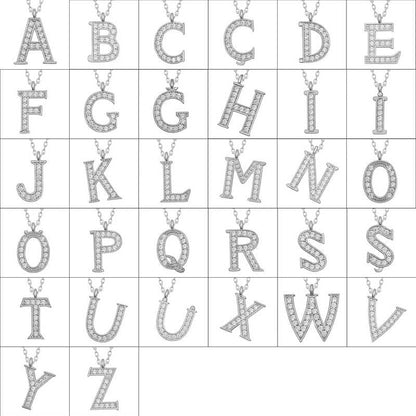 Rhodium Plated U Letter Women's Silver Necklace