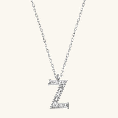 Z Letter Rhodium Plated Women's Silver Necklace
