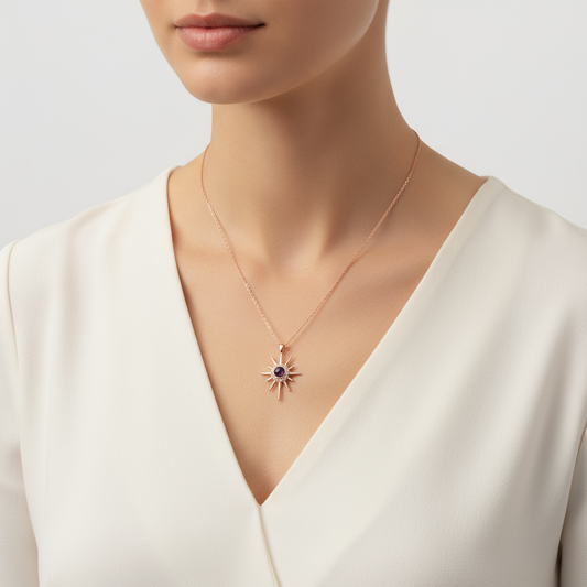 Rose Plated I Love You in 100 Languages North Star Women's Silver Necklace