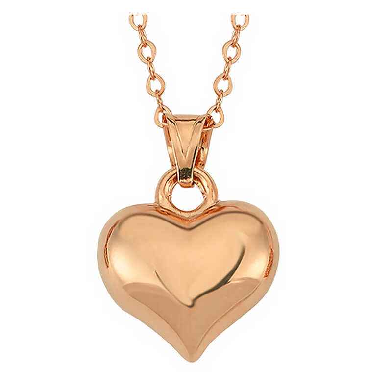 Rose Plated 3D Heart Women's Silver Pendant