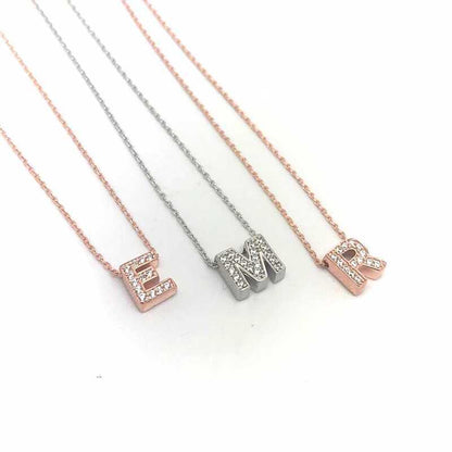 Rose Plated 3D Evil Eye Letter Women's Silver Necklace