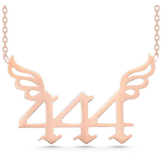 Rose Plated 444 Angel Number Women's Silver Pendant