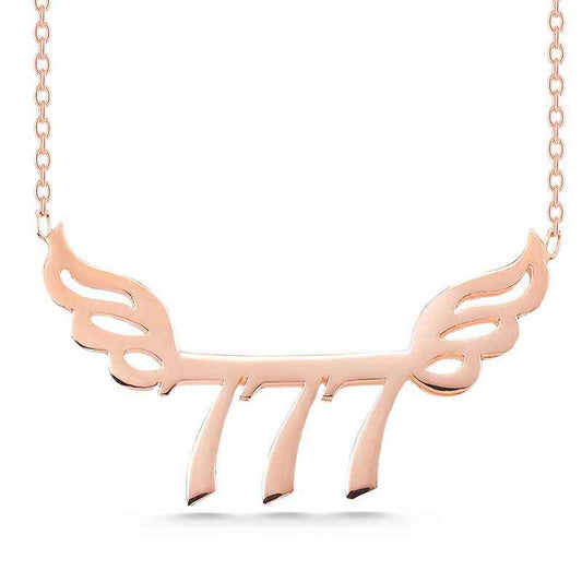 Rose Plated 777 Angel Number Women's Silver Pendant