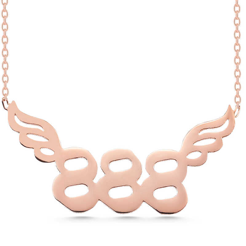 Rose Plated 888 Angel Number Women's Silver Necklace