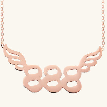 Collier en argent plaqué rose pour femme avec le chiffre angélique 888