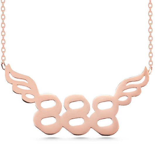Rose Plated 888 Angel Number Women's Silver Necklace
