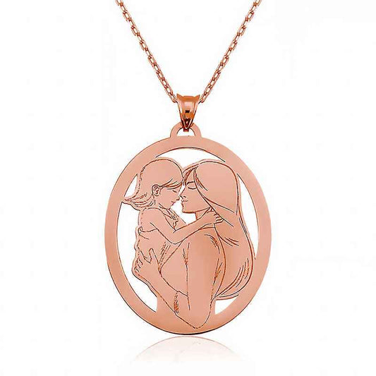 Rose Plated Mother Daughter Silver Necklace