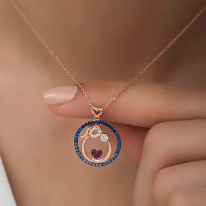 Rose Plated Mother and Baby Love Women's Silver Necklace