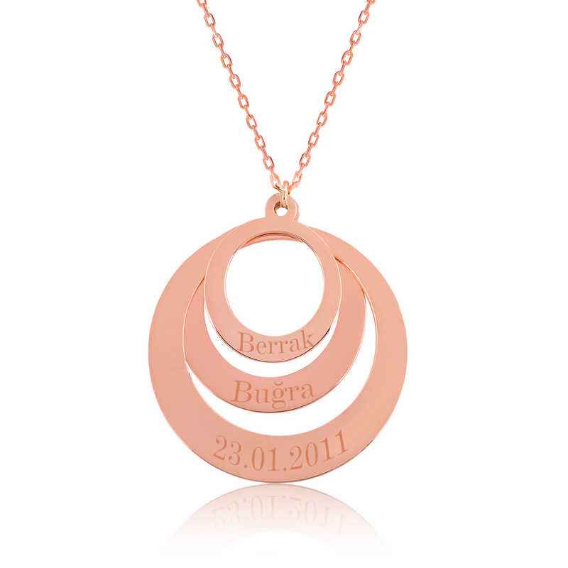 Rose Plated Love Circle Name Women's Silver Necklace