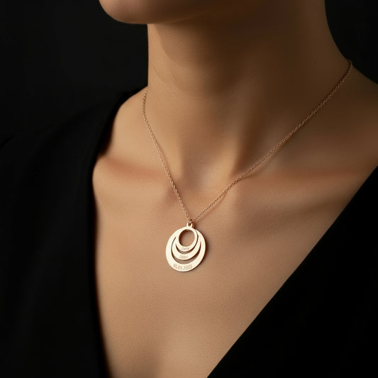 Rosévergoldete Love Circle Name Damen-Silberkette