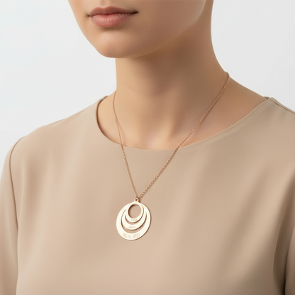 Rosévergoldete Love Circle Name Damen-Silberkette