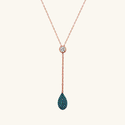 Rose Plated Love Drop Women's Silver Necklace