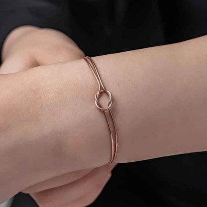 Love Knot Women's Rose Plated Silver Bracelet