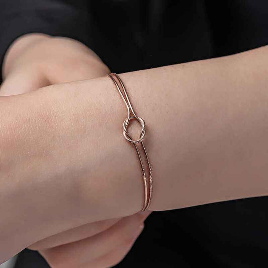 Love Knot Women's Rose Plated Silver Bracelet