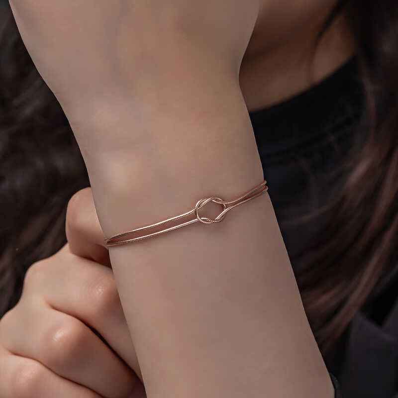 Love Knot Women's Rose Plated Silver Bracelet
