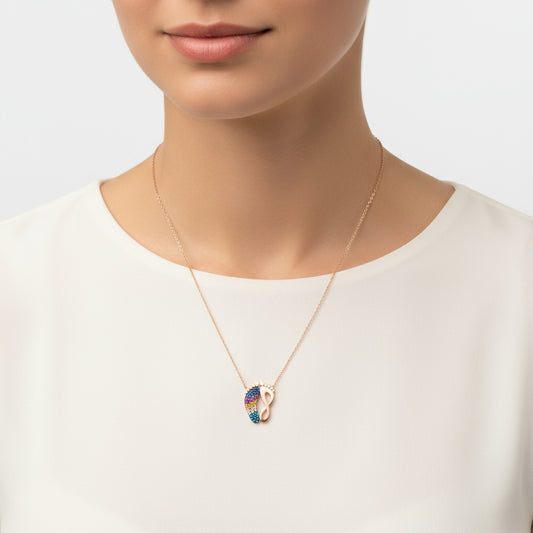 Rose Plated Footprint Women's Silver Necklace