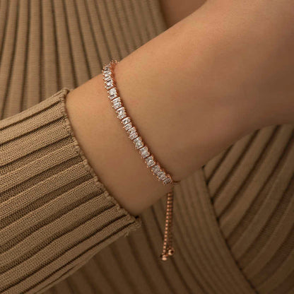Bracelet en argent avec pierre baguette plaquée rose et ascenseur de voie navigable
