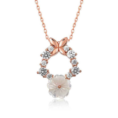 Rose Plated Spring Flower Silver Necklace