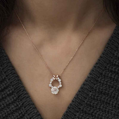 Rose Plated Spring Flower Silver Necklace