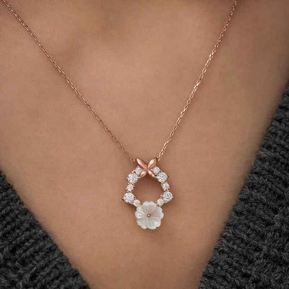 Rose Plated Spring Flower Silver Necklace