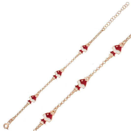 Rose Plated Fish Figure Children's Silver Bracelet