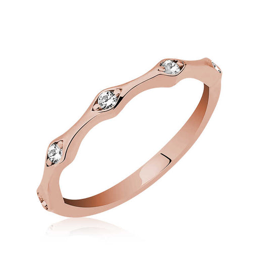 Bague en argent plaqué or rose à cinq pierres pour femme